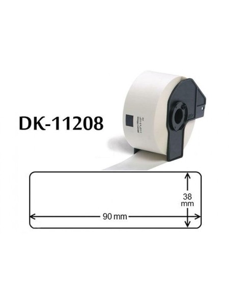 Etiquetas compatibles Dayma para BROTHER DK11208 Negro / Blanco  38x90 mm