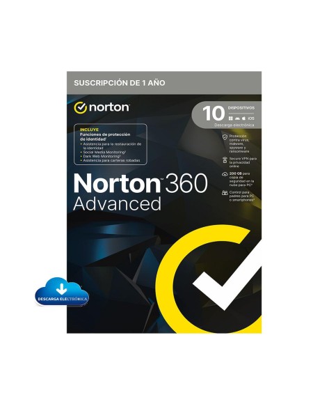 ÷ Norton 360 advanced 200gb 1 user 10 device 1 a?o  **l. electr?nica